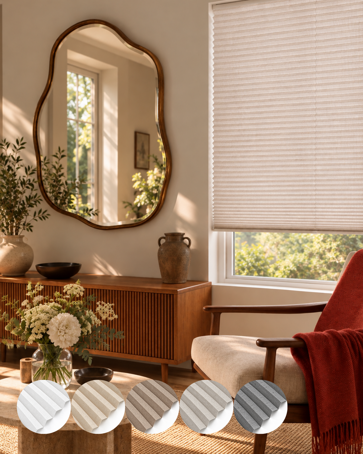 Soho pleated blind fabric in a modern home